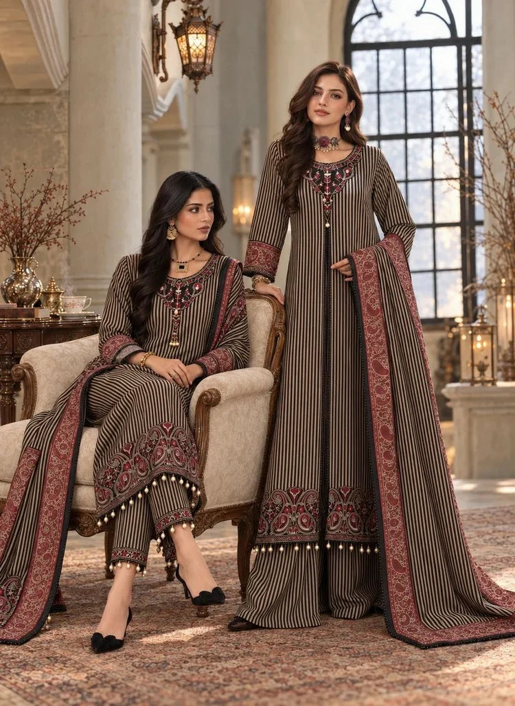 Picture of Noor by Saadia Asad - Noor Winter Embroidered Prinkhaas - Design-9A - Unstitched - Available at Raja Sahib