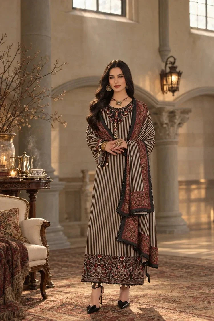 Picture of Noor by Saadia Asad - Noor Winter Embroidered Prinkhaas - Design-9B - Unstitched - Available at Raja Sahib