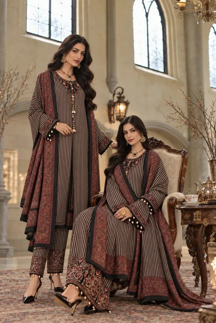Picture of Noor by Saadia Asad - Noor Winter Embroidered Prinkhaas - Design-9B - Unstitched - Available at Raja Sahib