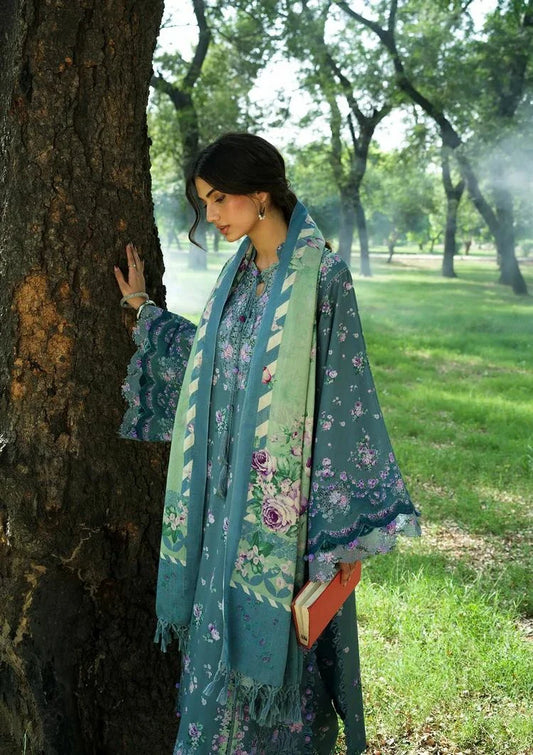 Picture of Elaf - Wilderness Pashmina Shawl Edit - EWR-4B CINERARIA - Unstitched - Available at Raja Sahib