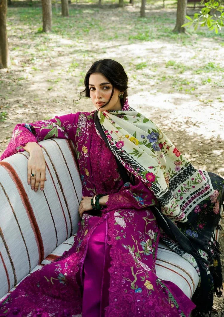 Picture of Elaf - Wilderness Pashmina Shawl Edit - EWR-7B MULBERRY - Unstitched - Available at Raja Sahib