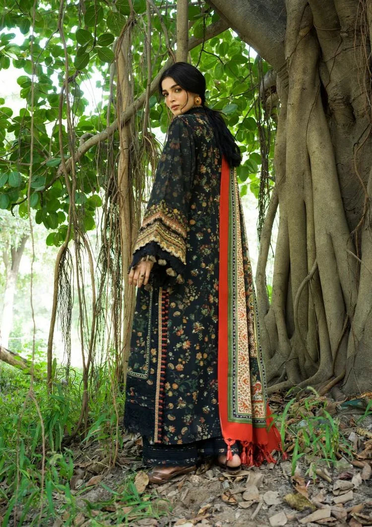 Picture of Elaf - Wilderness Pashmina Shawl Edit - EWR-8A NOIRE - Unstitched - Available at Raja Sahib
