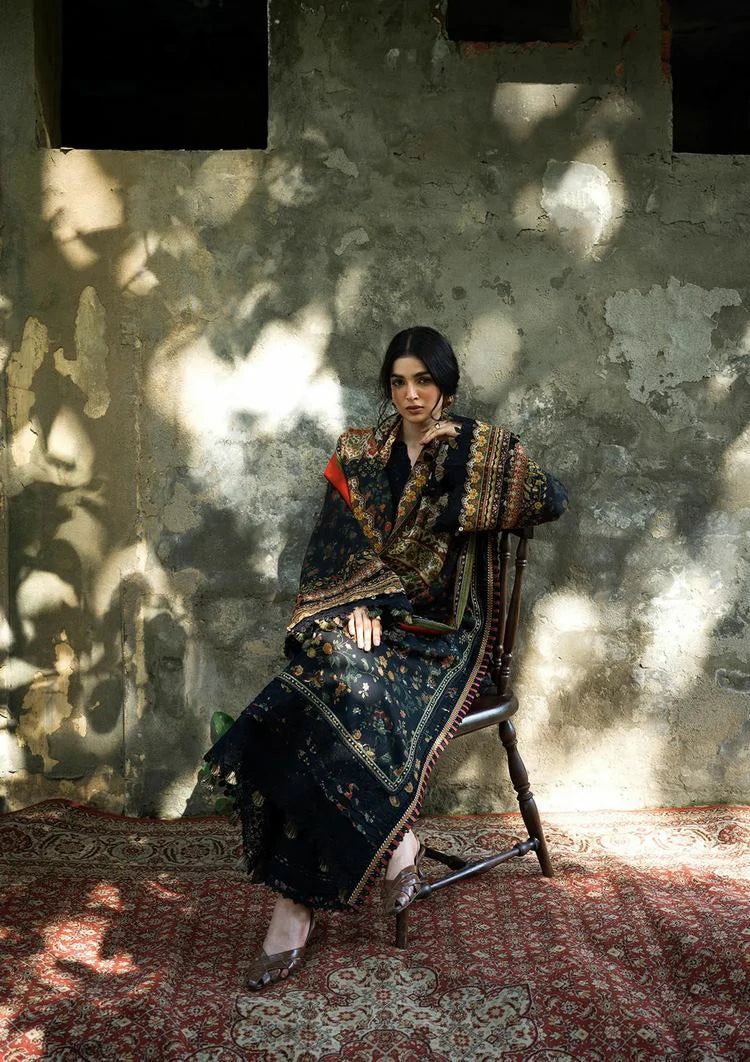 Picture of Elaf - Wilderness Pashmina Shawl Edit - EWR-8A NOIRE - Unstitched - Available at Raja Sahib