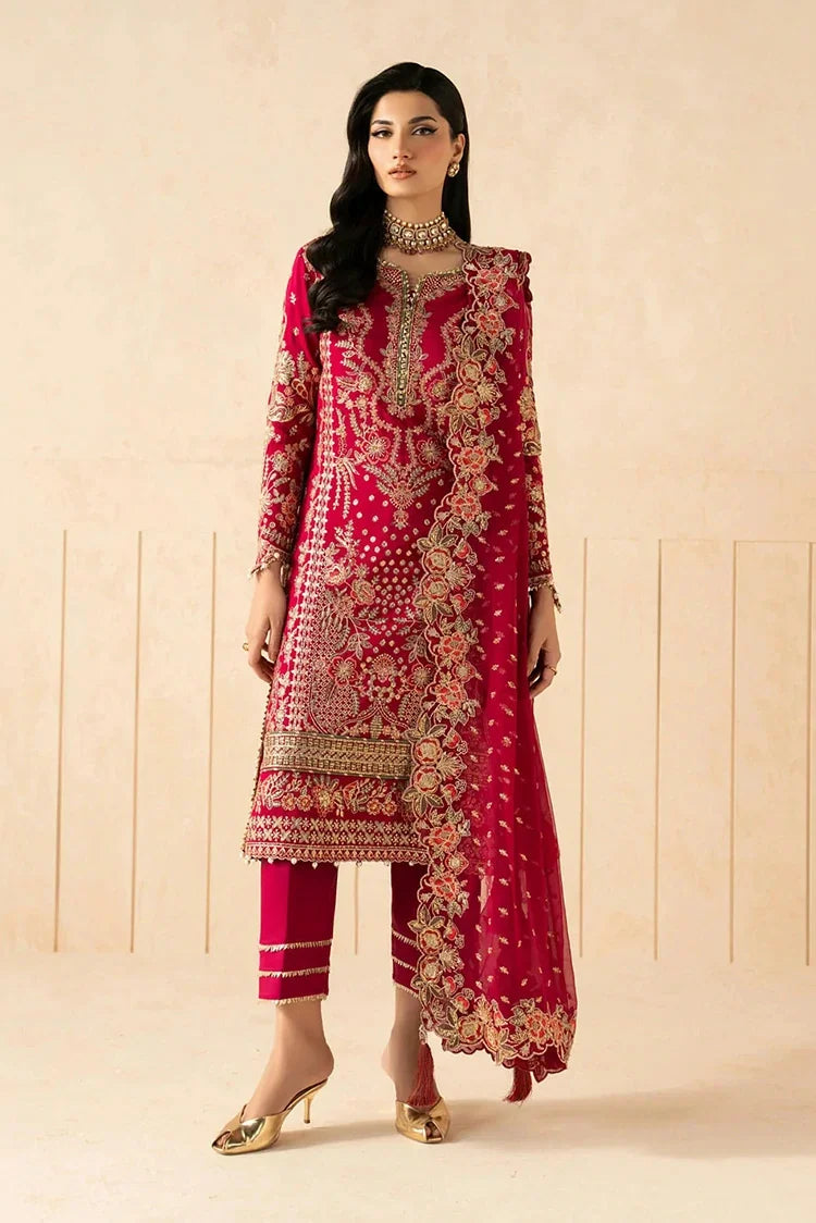 Gulaal - Syleena Raw Silk Collection - SD-27-Rubine - Unstitched