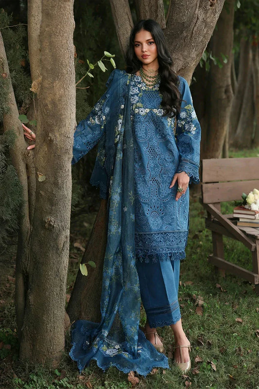 Sardinia - Tales of Petals Luxury Lawn Collection - 06-BLUE BLOSSOMS - Unstitched