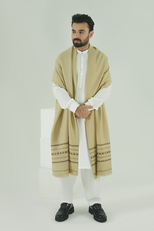 Black Pearl - Beige Wool Blend Shawl