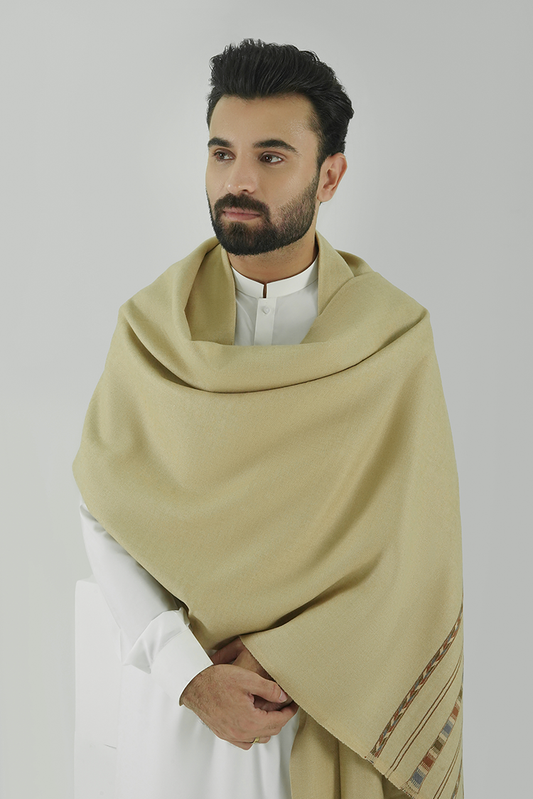 Black Pearl - Beige Wool Blend Shawl