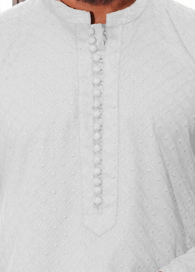 Picture of Label M - Chikankari Kurta Collection - Off White - Available at Raja Sahib