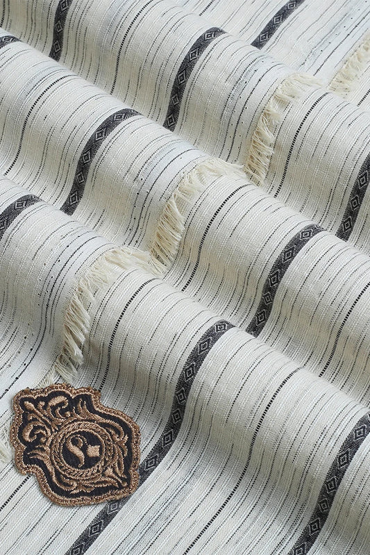 Fabrich - Cream Claasic Jacquard Unstitched Kurta