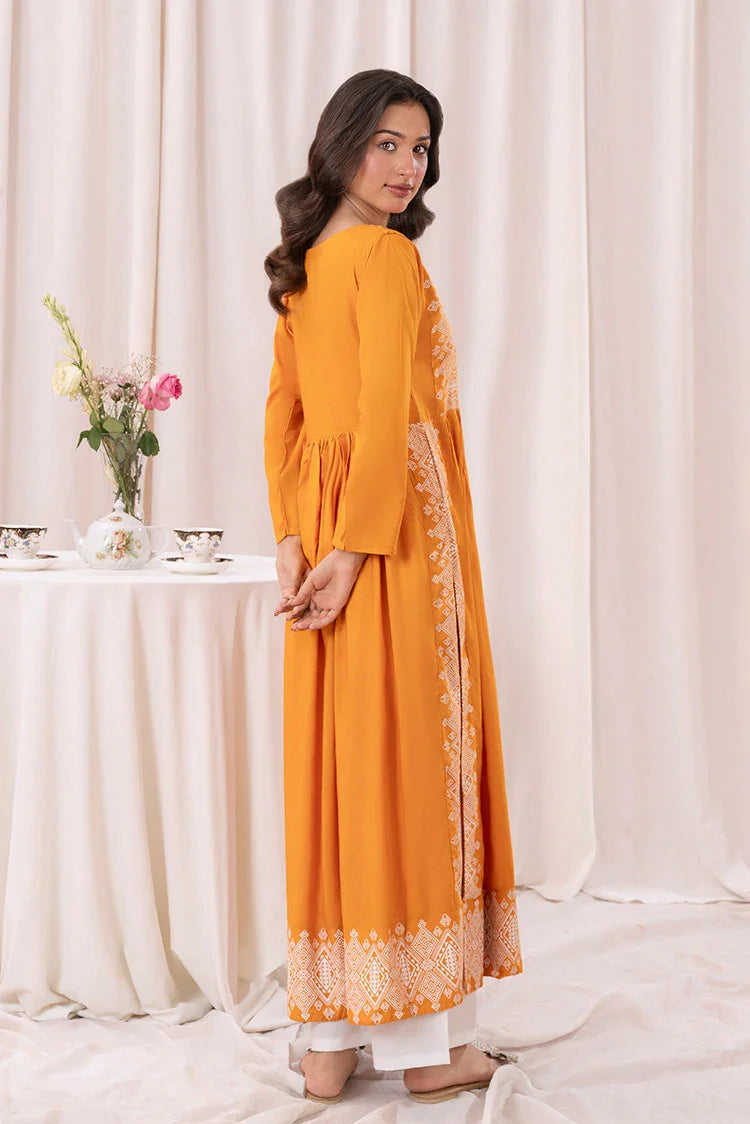 Picture of Zeek - Printed Long Kurta - Mustard - 1 Piece - D118 - Available at Raja Sahib