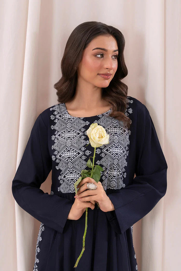 Picture of Zeek - Printed Long Kurta - Navy Blue - 1 Piece - D118 - Available at Raja Sahib