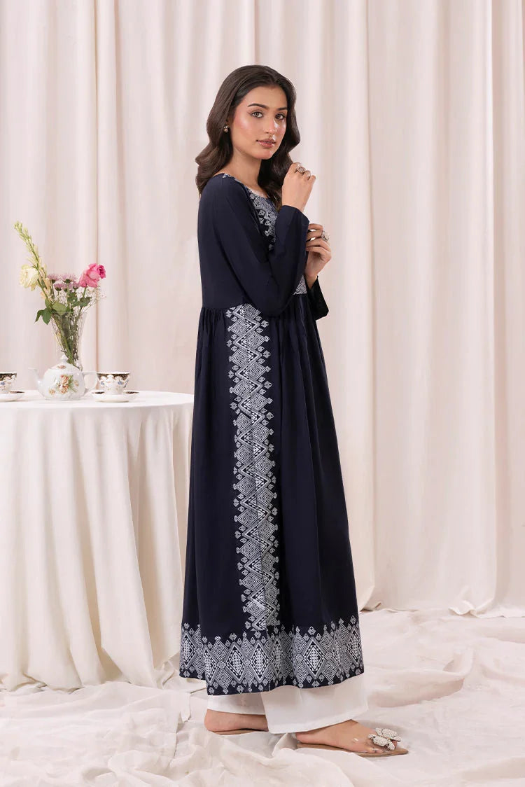 Picture of Zeek - Printed Long Kurta - Navy Blue - 1 Piece - D118 - Available at Raja Sahib