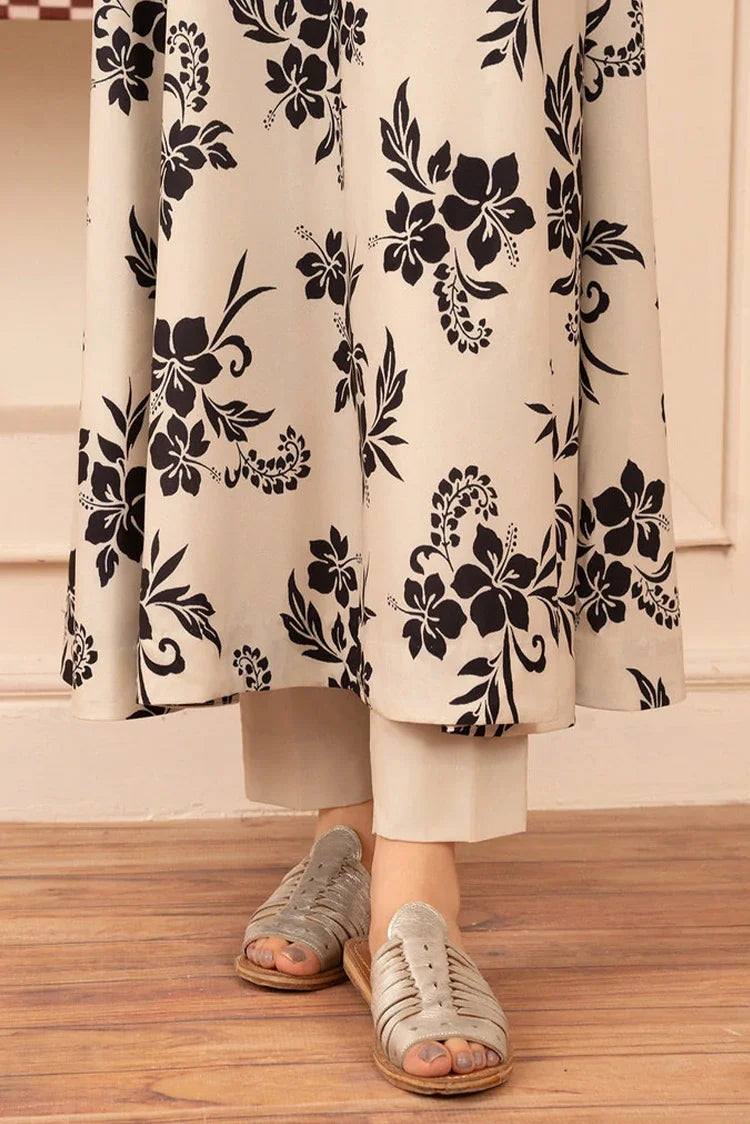 Picture of Stitch Vibes - Morganite RTW Collection - 2 PC - Beige Floral Maxi - Available at Raja Sahib