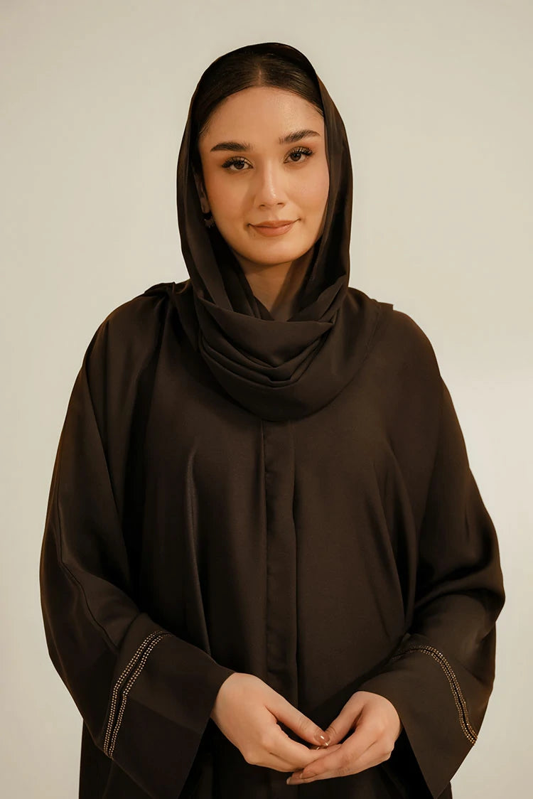 Picture of Divinely Crafted - Basic Diamante Abaya Set - Brown - Available at Raja Sahib