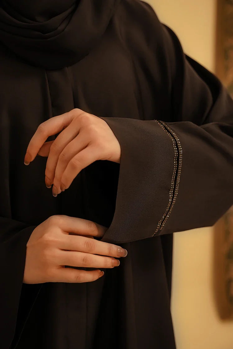 Picture of Divinely Crafted - Basic Diamante Abaya - Brown - Available at Raja Sahib