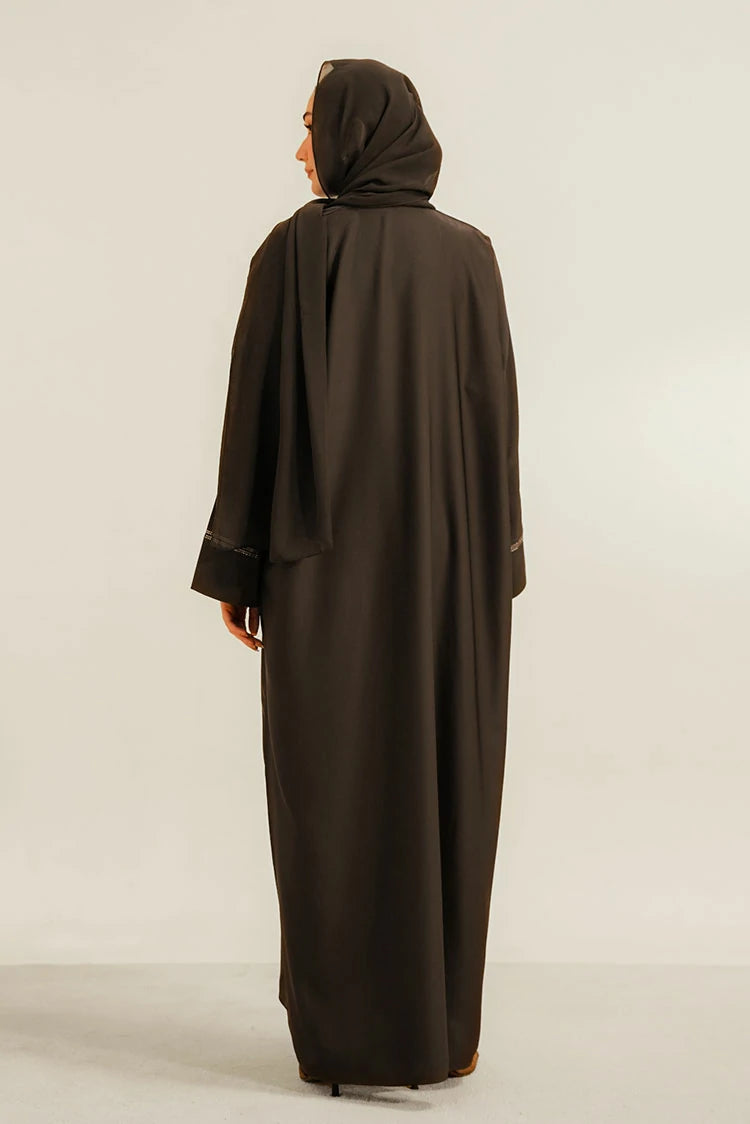 Picture of Divinely Crafted - Basic Diamante Abaya Set - Brown - Available at Raja Sahib