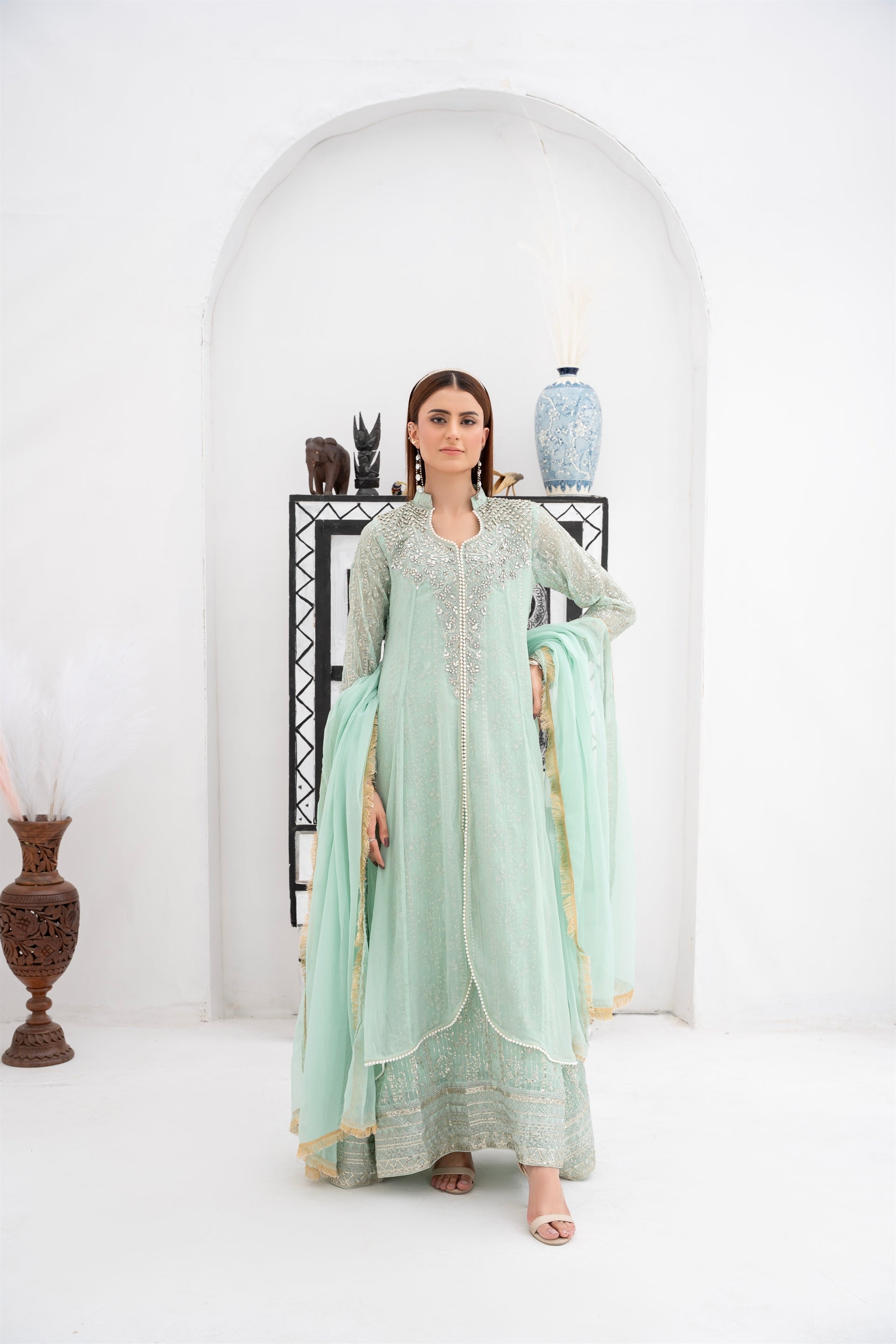Picture of Manahils - Sw 04-Pastel Green - Available at Raja Sahib