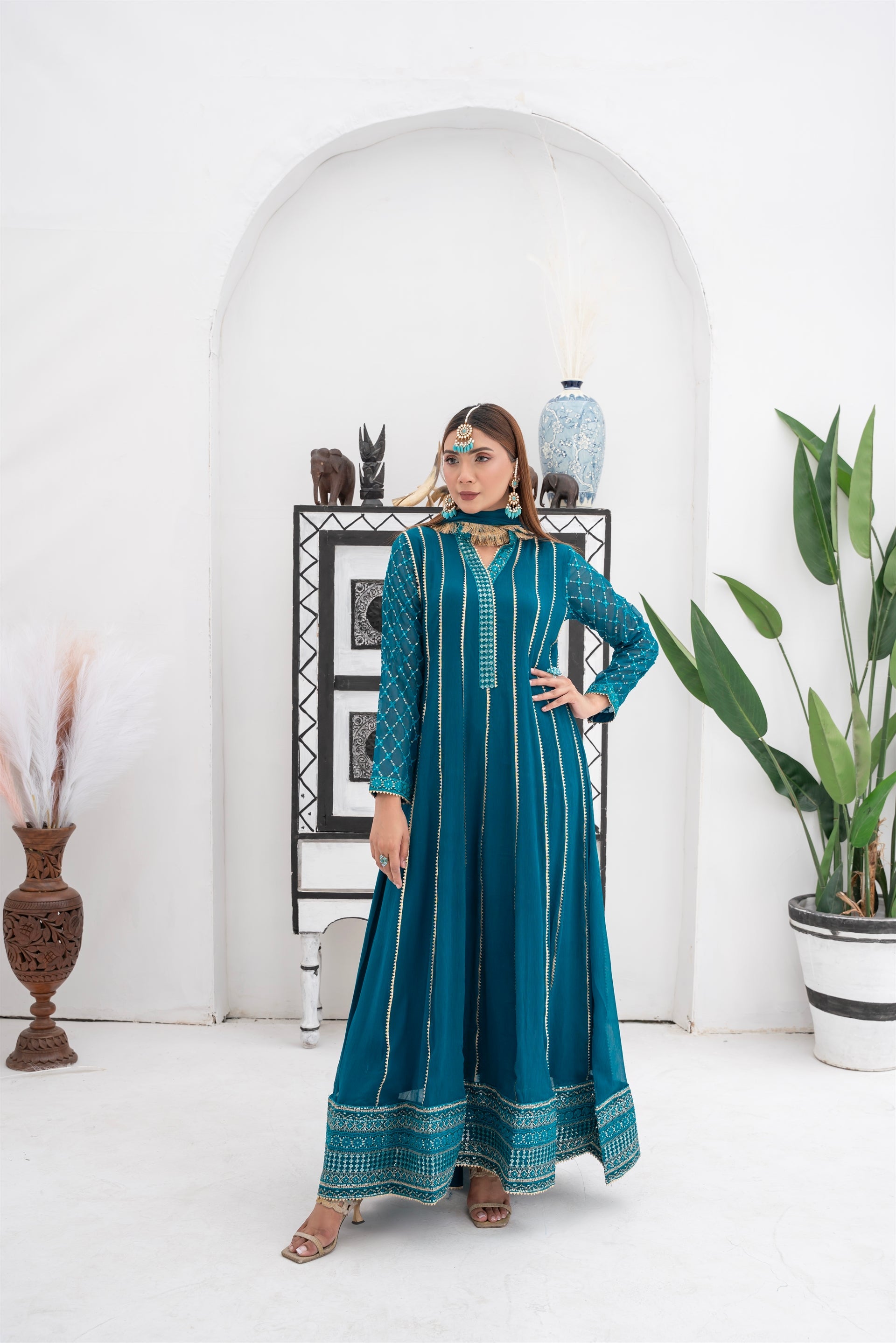 Picture of Manahils - Kurti 106-Teal - Available at Raja Sahib