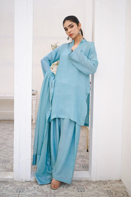 Zauk - Eid Edit  '25 - 3 Piece - Cyan