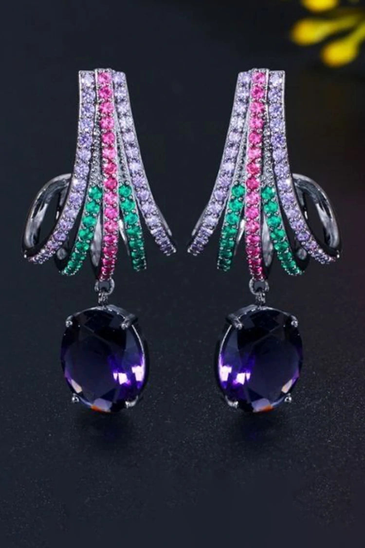 Picture of Blumoon - Drop Hoop - Multi - Earrings - Available at Raja Sahib