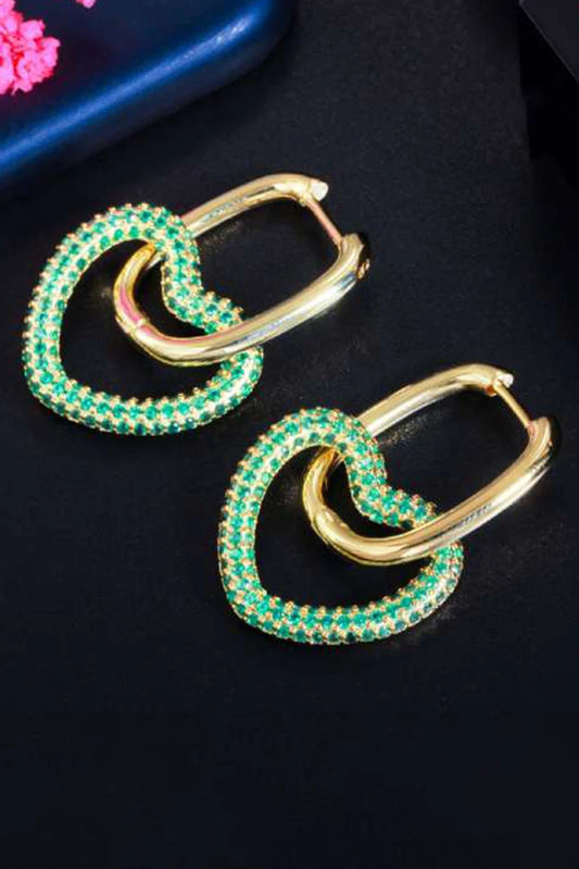 Picture of Blumoon - Heart Hoop - Green - Earrings - Available at Raja Sahib