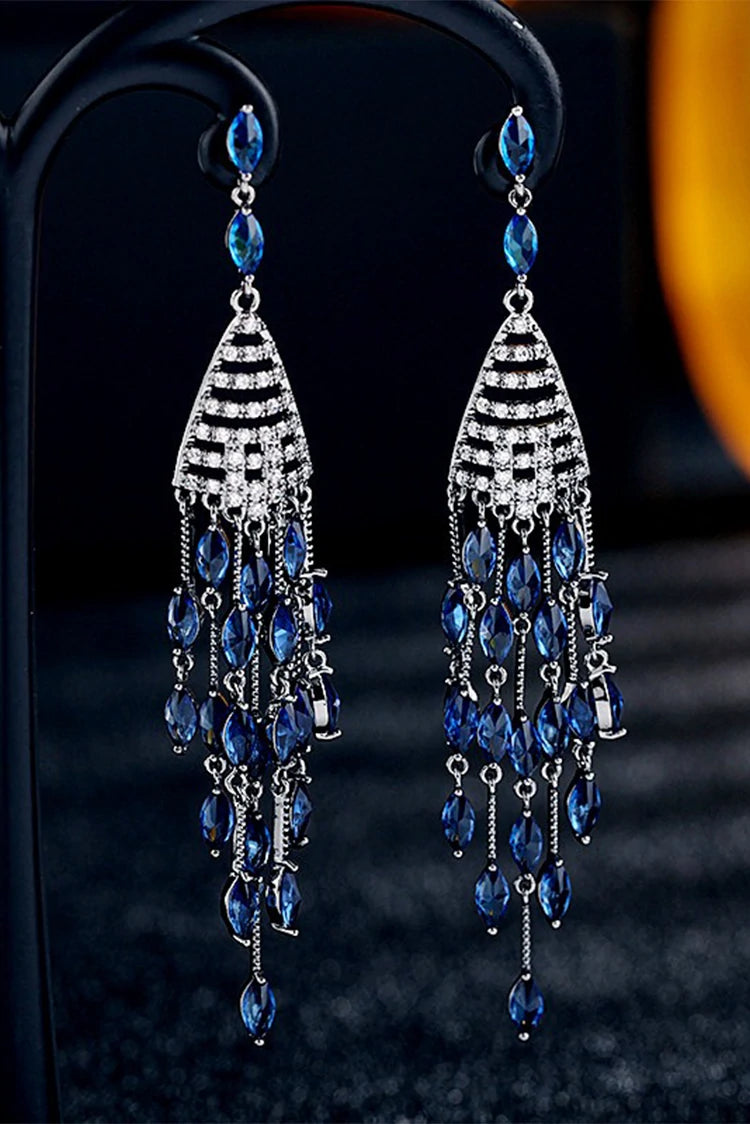 Picture of Blumoon - Blue Jhumki Tassel - Blue - Earrings - Available at Raja Sahib