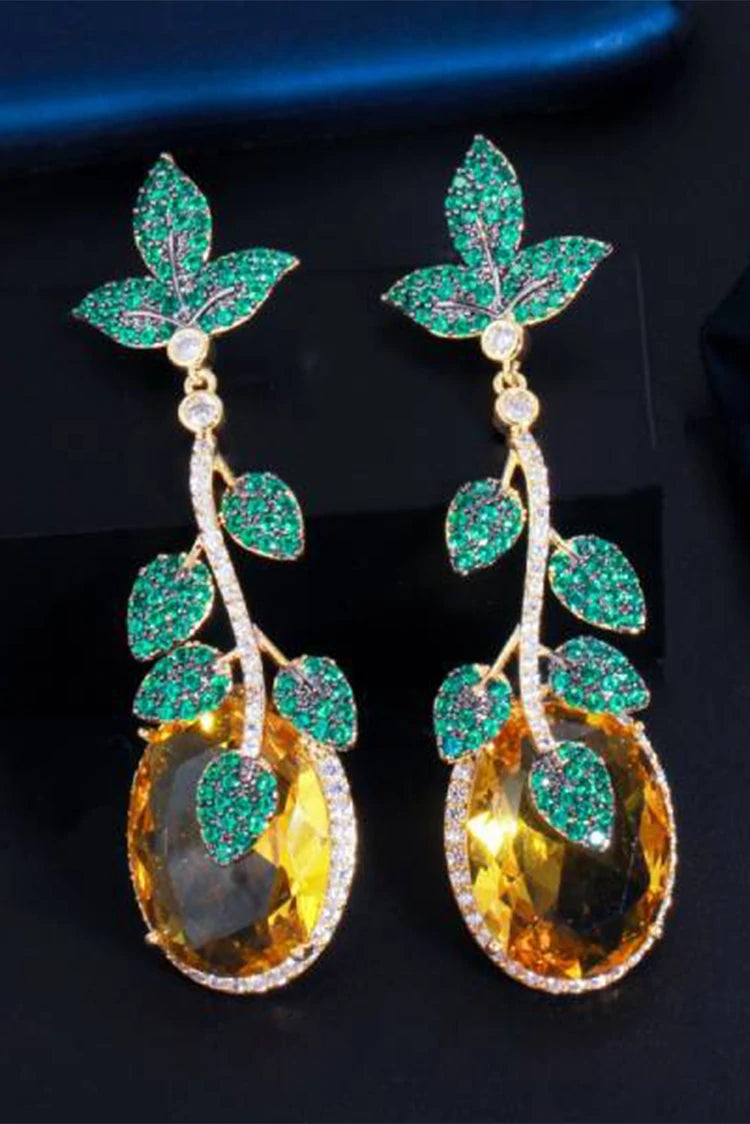Picture of Blumoon - Green Leaves Long - Earrings - Available at Raja Sahib