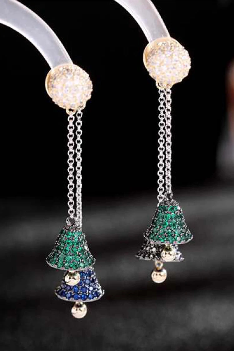Picture of Blumoon - Long Tassel Bell - Blue - Earrings - Available at Raja Sahib