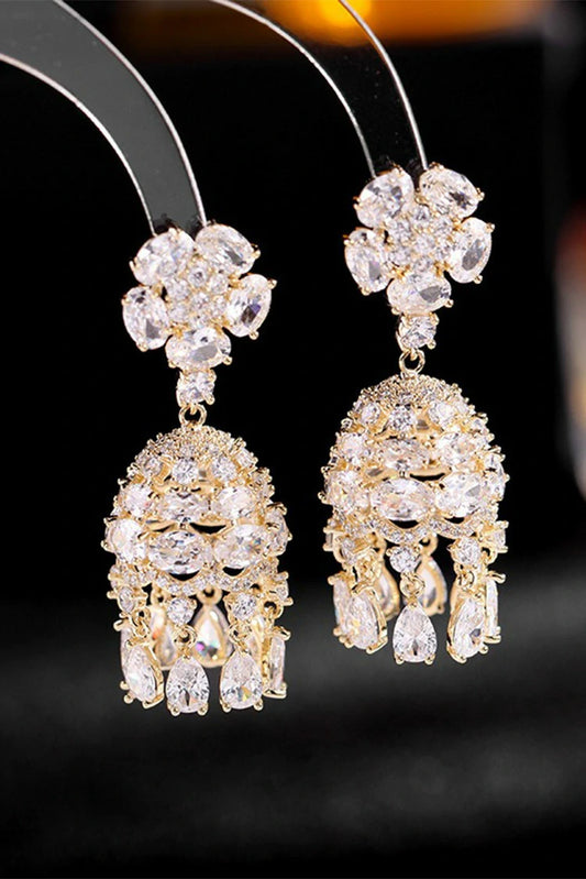 Picture of Blumoon - Gold Plated Jhumka - Earrings - Clear - Available at Raja Sahib