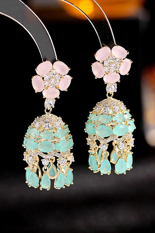 Picture of Blumoon - Gold Plated Jhumka - Earrings - Sky Blue - Available at Raja Sahib