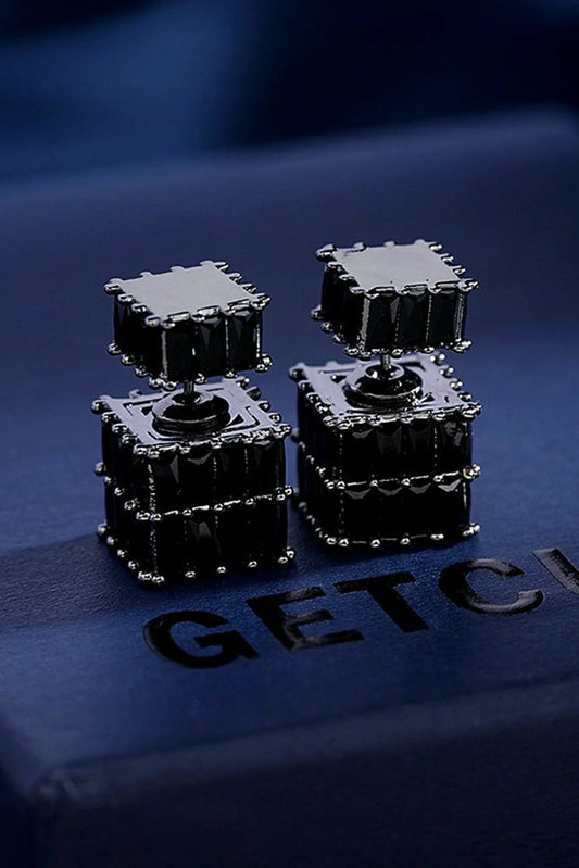 Picture of Blumoon - Two Way Zircon Ear Studs - Black - Available at Raja Sahib