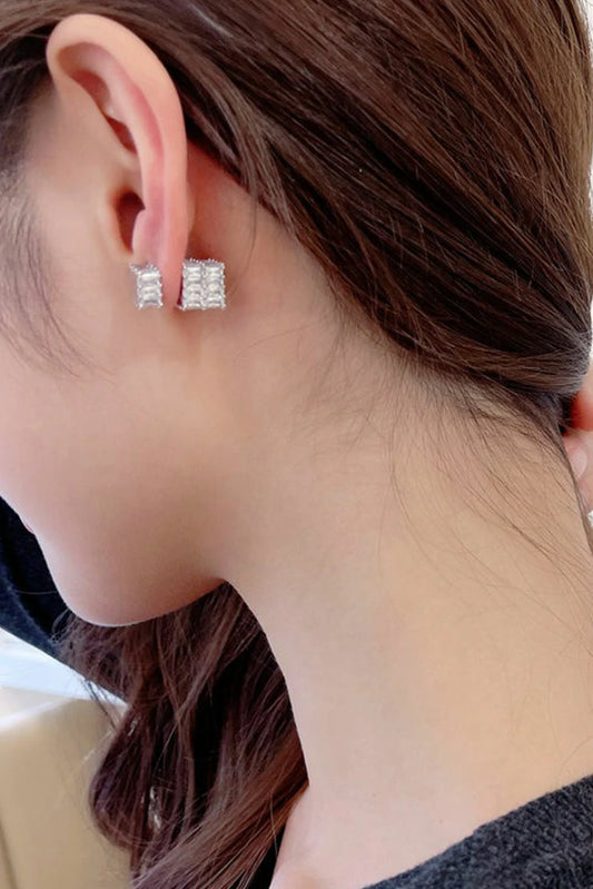 Picture of Blumoon - Two Way Zircon - Ear Studs - Clear - Available at Raja Sahib