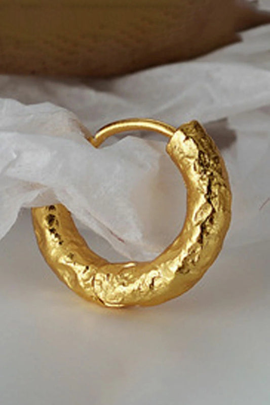 Picture of Blumoon - 925 Sterling Silver Matt Hoop - Earrings - Gold - Available at Raja Sahib