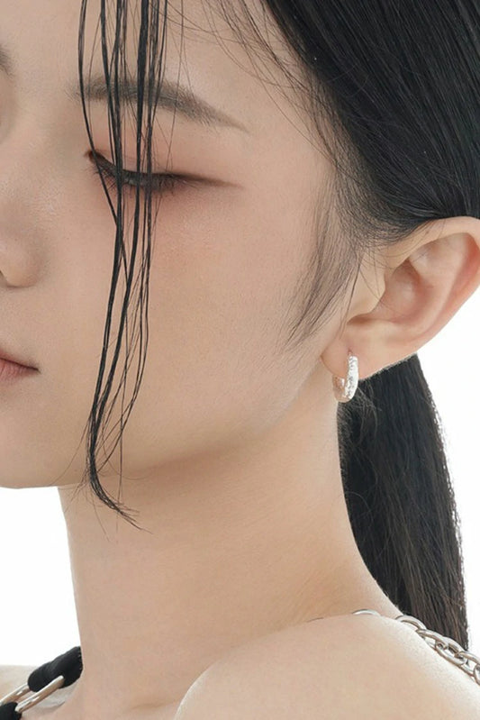 Picture of Blumoon - 925 Sterling Silver Matt Hoop - Earrings - Silver - Available at Raja Sahib