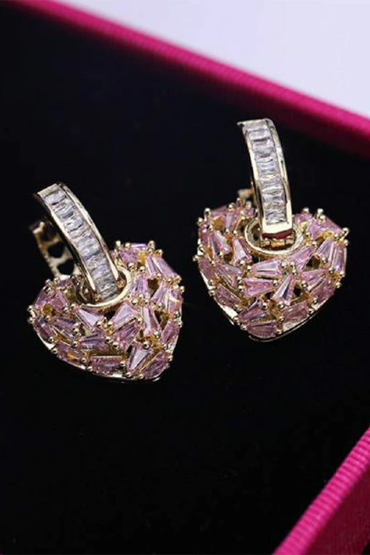Picture of Blumoon - Zircon Heart - Earrings - Pink - Available at Raja Sahib