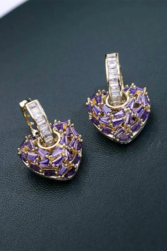 Picture of Blumoon - Zircon Heart - Earrings - Purple - Available at Raja Sahib