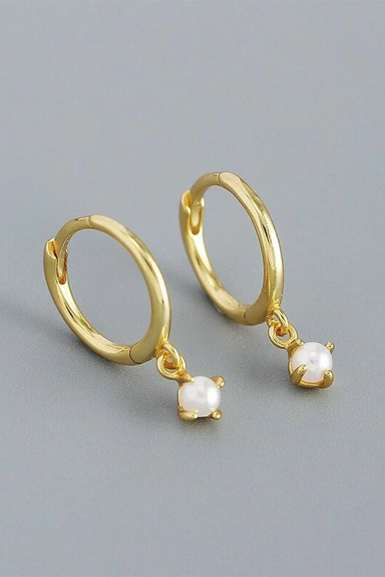 Picture of Blumoon - Pearl Hoop - Earrings - Gold - Available at Raja Sahib