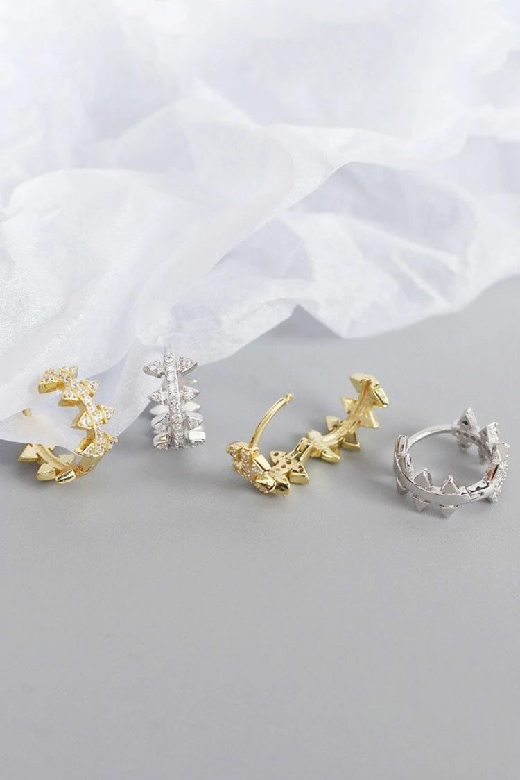 Picture of Blumoon - Tiny Spiked Zircon Hoop - Earrings - Gold - Available at Raja Sahib