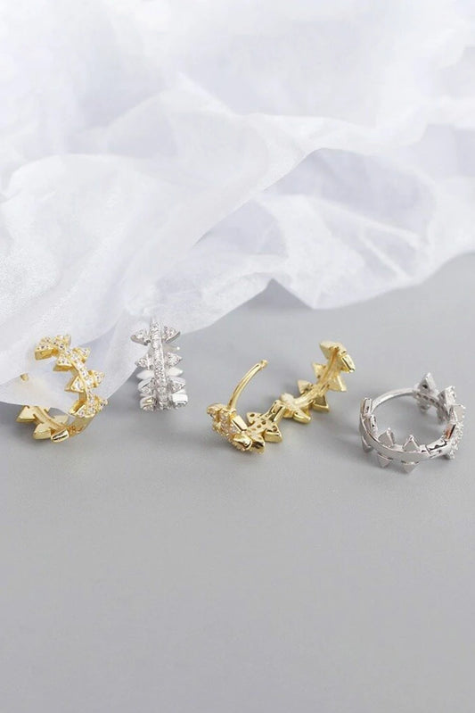 Picture of Blumoon - Tiny Spiked Zircon Hoop - Earrings - Gold - Available at Raja Sahib