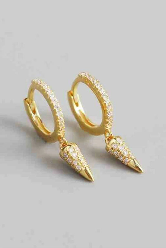 Picture of Blumoon - Shiny Pave Spike Dangle Hoops - Gold - Available at Raja Sahib