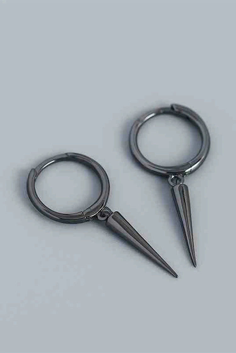 Picture of Blumoon - Bold Spike Drop Hoop - Earrings - Black - Available at Raja Sahib