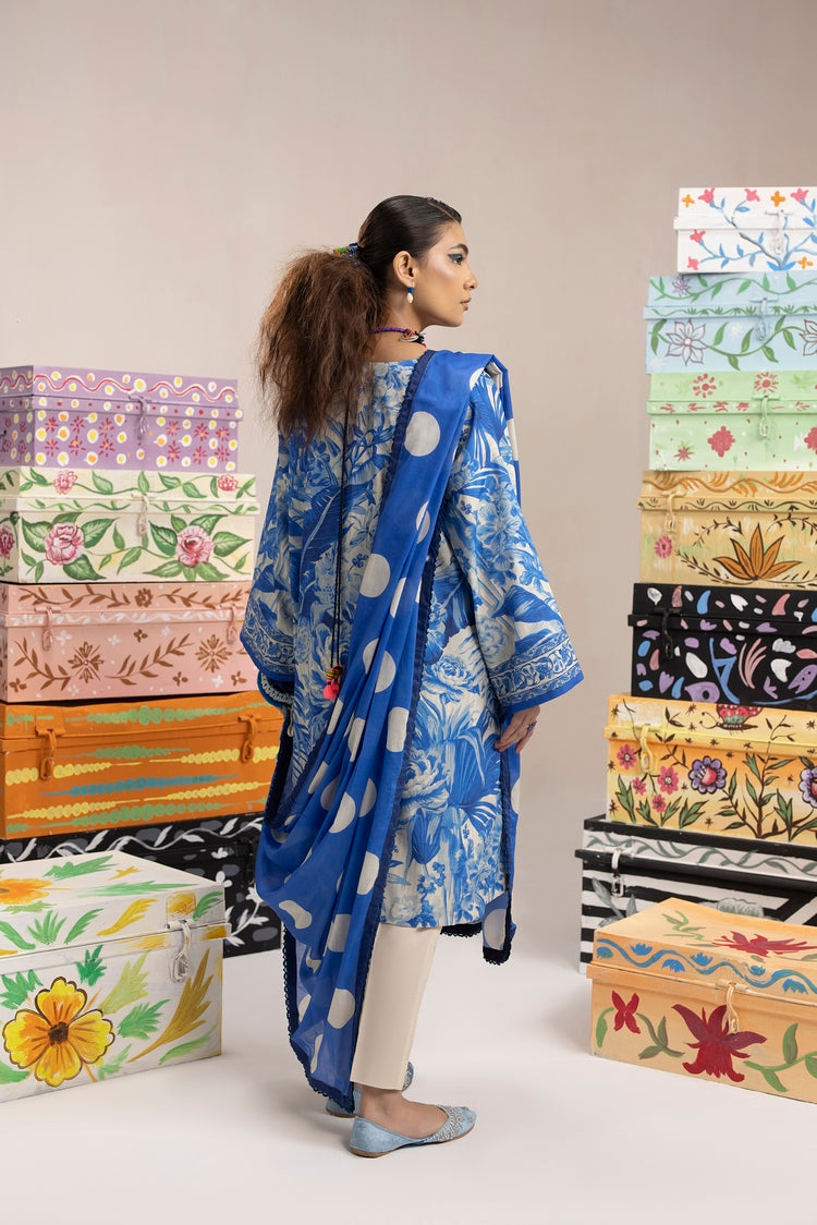 Picture of Ellena - 3-PC Unstitched Digital Printed Lawn Suit - Available at Raja Sahib