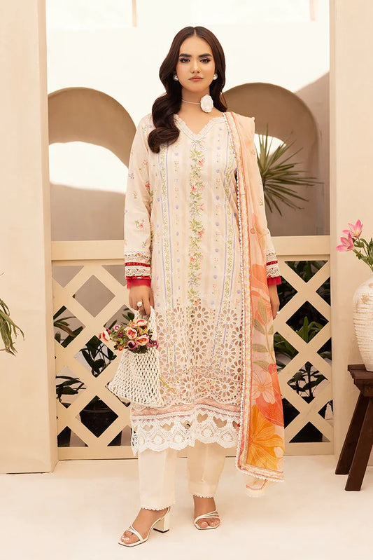 Picture of Ellena - 3-PC Unstitched Embroidered Chikankari Lawn Suit - Available at Raja Sahib