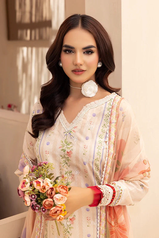 Picture of Ellena - 3-PC Unstitched Embroidered Chikankari Lawn Suit - Available at Raja Sahib