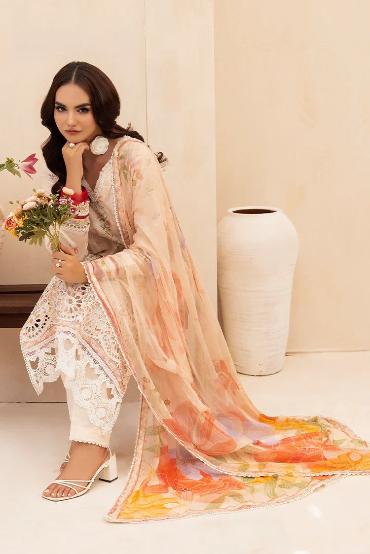 Picture of Ellena - 3-PC Unstitched Embroidered Chikankari Lawn Suit - Available at Raja Sahib