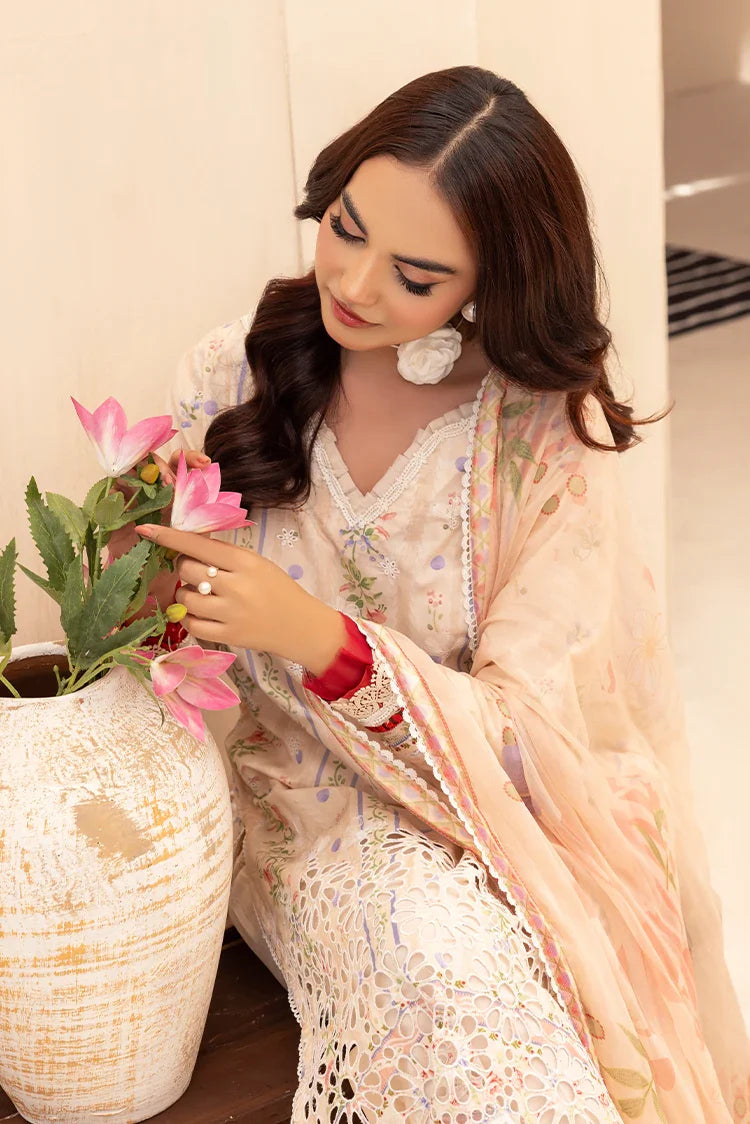 Picture of Ellena - 3-PC Unstitched Embroidered Chikankari Lawn Suit - Available at Raja Sahib