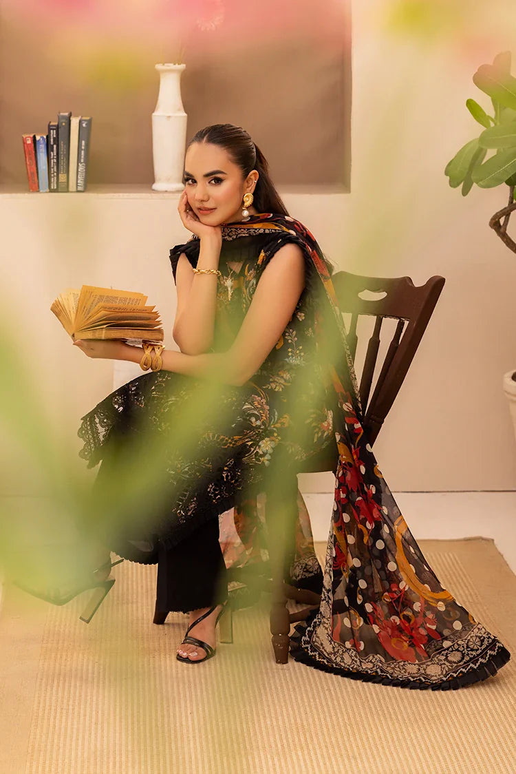 Picture of Ellena - 3-PC Unstitched Embroidered Chikankari Lawn Suit - Available at Raja Sahib