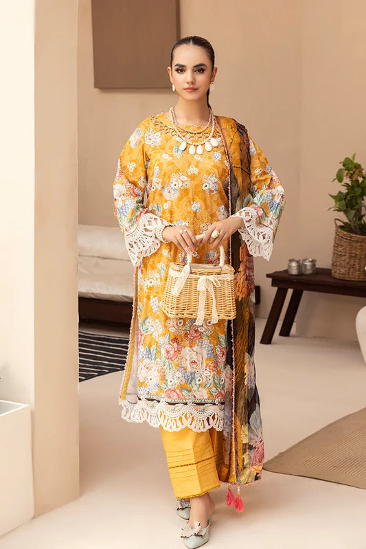 Picture of Ellena - 3-PC Unstitched Embroidered Chikankari Lawn Suit - Available at Raja Sahib