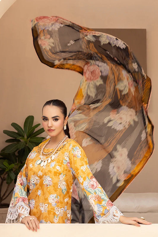 Picture of Ellena - 3-PC Unstitched Embroidered Chikankari Lawn Suit - Available at Raja Sahib