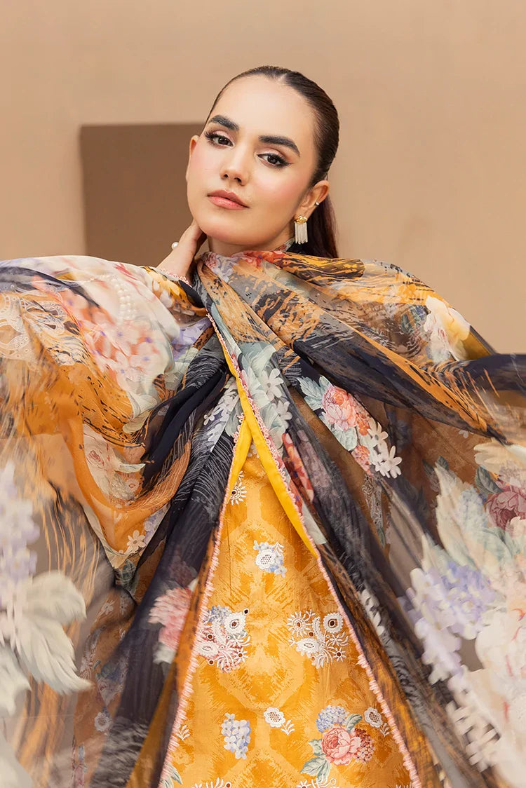 Picture of Ellena - 3-PC Unstitched Embroidered Chikankari Lawn Suit - Available at Raja Sahib